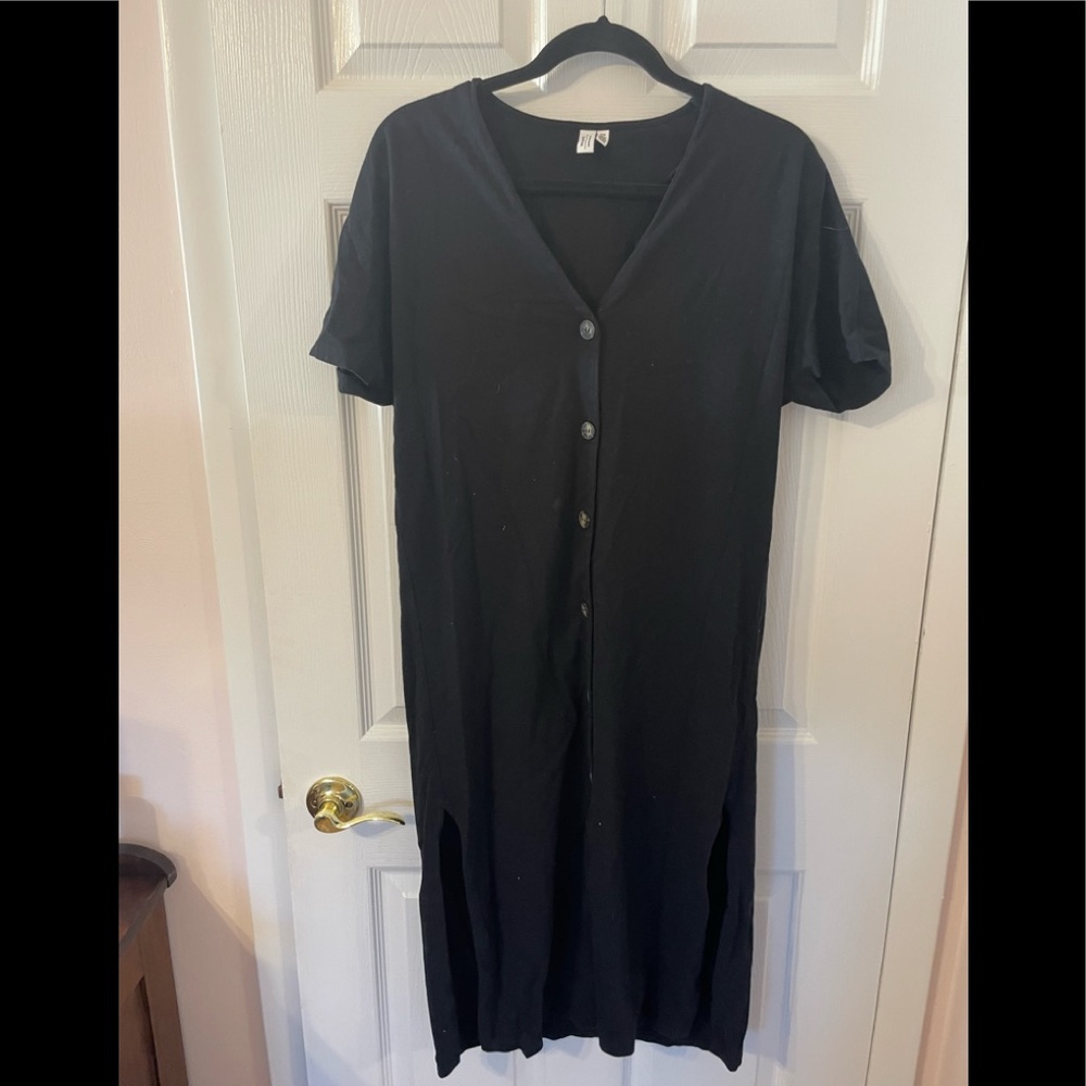 & Other Stories Black Cotton Midi Dress